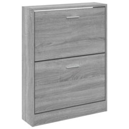 Berkfield Home Shoe Cabinet Grey Sonoma 59x17x81 cm Engineered Wood - Size: 59 x 17 x 81 cm - thumbnail 4
