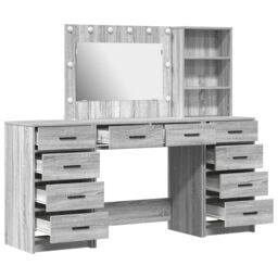 Berkfield Home 3 Piece Dressing Table Set with LED in Grey Sonoma Engineered Wood - thumbnail 7