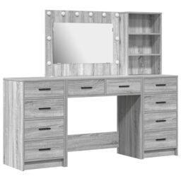 Berkfield Home 3 Piece Dressing Table Set with LED in Grey Sonoma Engineered Wood - thumbnail 2