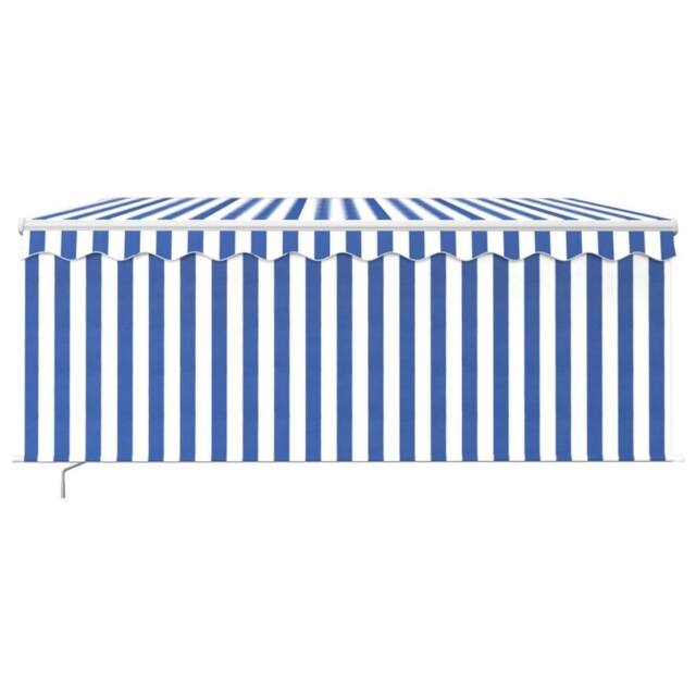 Berkfield Home Manual Retractable Awning with Blind&LED 3x2.5m Blue&White in Blue - image 1