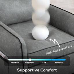 HOMCOM Armchair, Faux Leather Accent Chair with Thicken Cushion, Grey - Size: Armchair - thumbnail 4