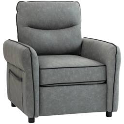 HOMCOM Armchair, Faux Leather Accent Chair with Thicken Cushion, Grey - Size: Armchair - thumbnail 2