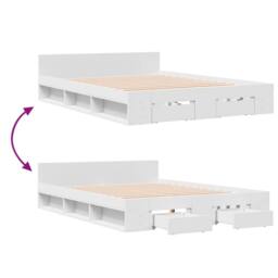 Berkfield Home Bed Frame with Drawers without Mattress White 135x190 cm Double - thumbnail 7