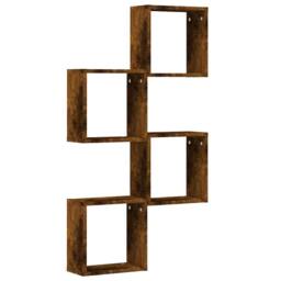 Berkfield Home Wall Cube Shelves 4 pcs Smoked Oak 30x15x30 cm in Brown - Size: 30 x 15 x 30 cm - thumbnail 4