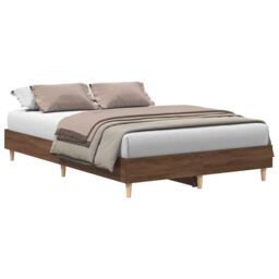 Berkfield Home Bed Frame No Mattress Brown Oak 120x200 cm Engineered Wood - Size: Small Double - thumbnail 2