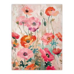 "Artery8 Wall Art Print Poppy Flowers Orange Pink Red Floral Oil Painting Poster - Size: W18"" x H24""" - thumbnail 1