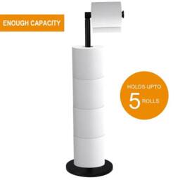 Dyzi 2 in 1 Free Standing Stainless Steel Toilet Roll Holder With Storage in Grey - thumbnail 6