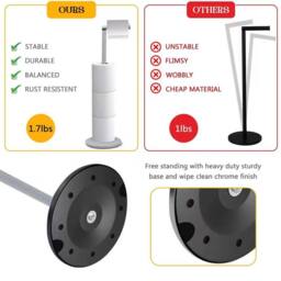 Dyzi 2 in 1 Free Standing Stainless Steel Toilet Roll Holder With Storage in Grey - thumbnail 4
