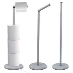 Dyzi 2 In 1 Freestanding Toilet Roll Holder Stand in Grey