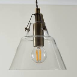 First Choice Lighting Rushcombe - Antique Brass with Glass Shades 3 Light Bar Pendant in Bronze - thumbnail 2