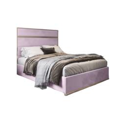 Casani Flookburgh Upholstered Soft Velvet Pink Metal Designer Bed Frame - Size: Small Double - thumbnail 3