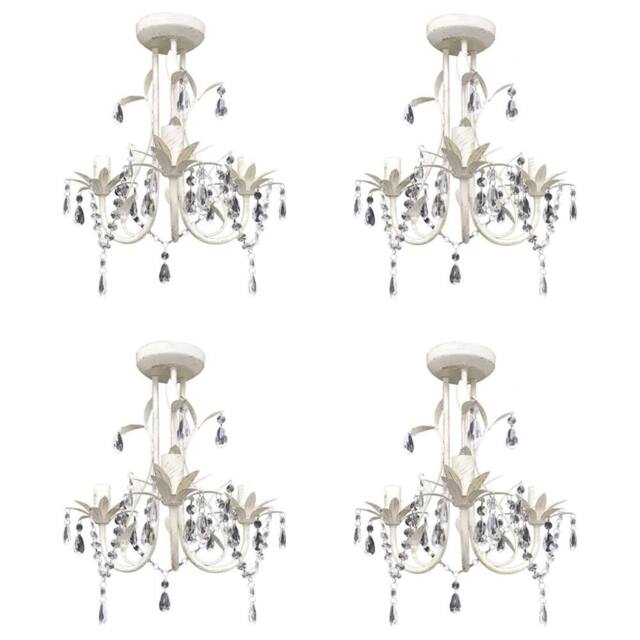 Berkfield Home Crystal Pendant Ceiling Lamp Chandeliers 4 pcs Elegant White - image 1