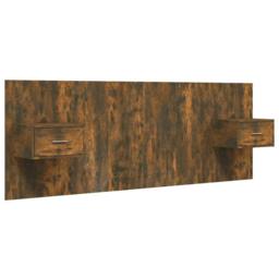 Berkfield Home Classic Bed Headboard with Cabinets Smoked Oak Engineered Wood in Brown - thumbnail 3