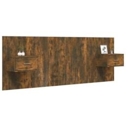 Berkfield Home Classic Bed Headboard with Cabinets Smoked Oak Engineered Wood in Brown