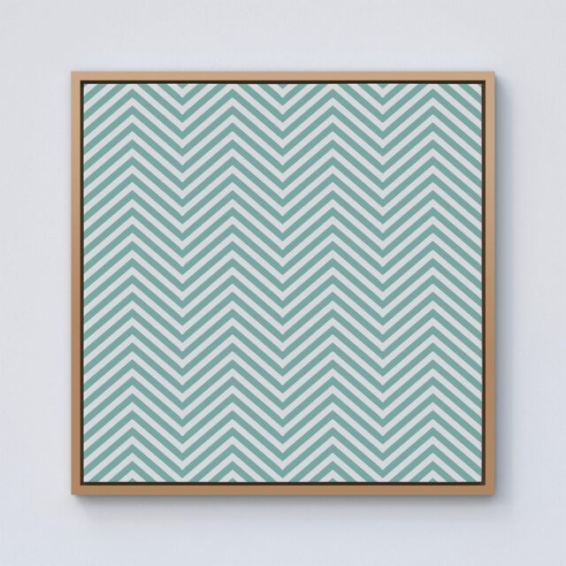 Warren Reed - Designer Geometric Chevron Pattern Framed Canvas in Light Brown - Size: w40 inch x h40 inch - image 1