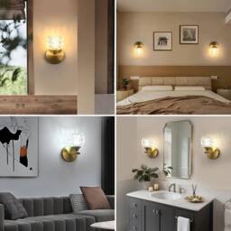 Goeco Indoor Wall Light, Modern Glass Wall Lamp, with 1 G9 Bulb in Gold - thumbnail 2