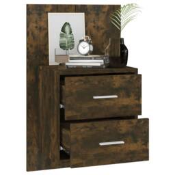Berkfield Home Wall-mounted Bedside Cabinet Smoked Oak in Brown - thumbnail 4