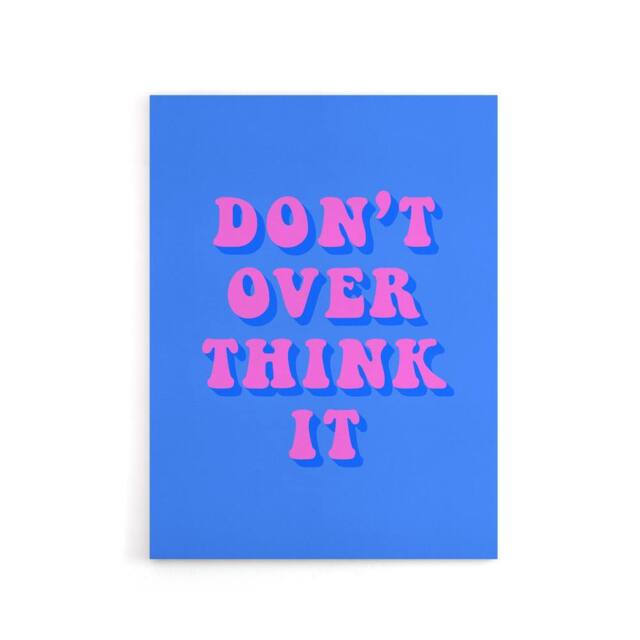 "Artery8 Don't Overthink It Simple Retro Pink Blue Canvas Wall Art Print - Size: W24"" x H32""" - image 1