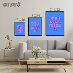 "Artery8 Don't Overthink It Simple Retro Pink Blue Canvas Wall Art Print - Size: W24"" x H32""" - thumbnail 4