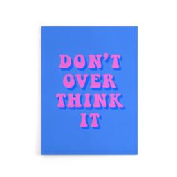 "Artery8 Don't Overthink It Simple Retro Pink Blue Canvas Wall Art Print - Size: W24"" x H32""" - thumbnail 1