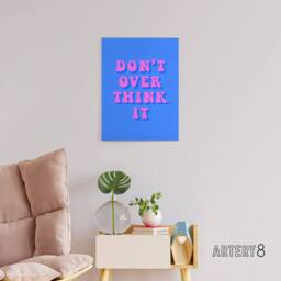 "Artery8 Don't Overthink It Simple Retro Pink Blue Canvas Wall Art Print - Size: W24"" x H32""" - thumbnail 3