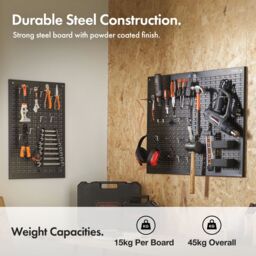 VonHaus Wall Mounted 44 Piece Metal Pegboard Set in Black - thumbnail 5