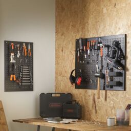 VonHaus Wall Mounted 44 Piece Metal Pegboard Set in Black - thumbnail 9
