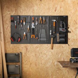 VonHaus Wall Mounted 44 Piece Metal Pegboard Set in Black - thumbnail 8