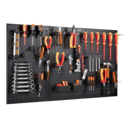 VonHaus Wall Mounted 44 Piece Metal Pegboard Set in Black
