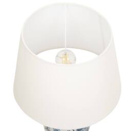 Wyld and Coco Porcelain Table Lamp - 54cm Linen Drum Shade White Blue - thumbnail 4
