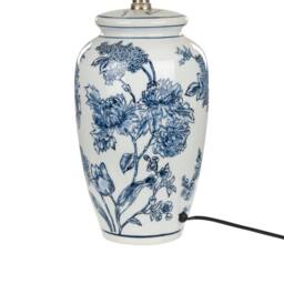 Wyld and Coco Porcelain Table Lamp - 54cm Linen Drum Shade White Blue - thumbnail 6