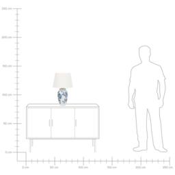 Wyld and Coco Porcelain Table Lamp - 54cm Linen Drum Shade White Blue - thumbnail 8