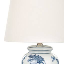 Wyld and Coco Porcelain Table Lamp - 54cm Linen Drum Shade White Blue - thumbnail 5