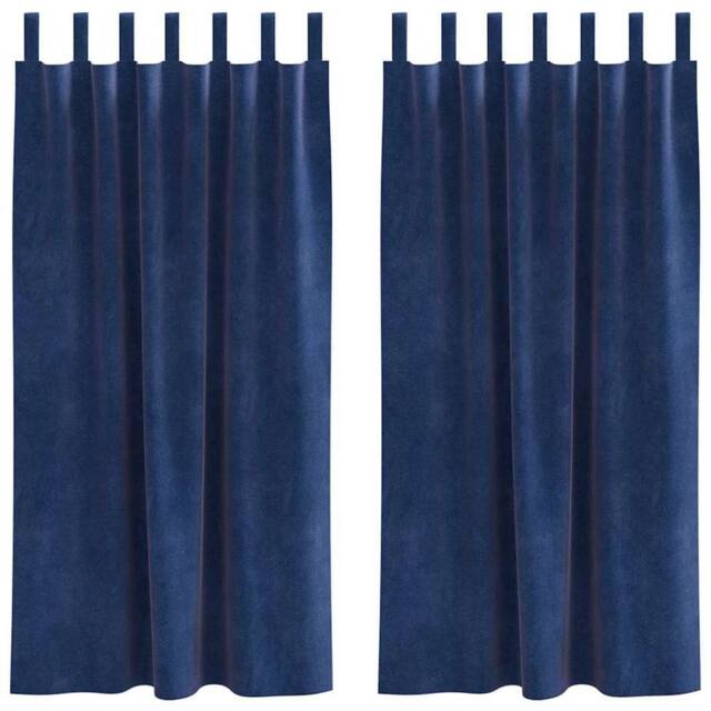 Berkfield Home Blackout Curtains with Hanging Loops 2 pcs Dark Blue Velvet in Navy - image 1