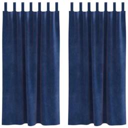 Berkfield Home Blackout Curtains with Hanging Loops 2 pcs Dark Blue Velvet in Navy