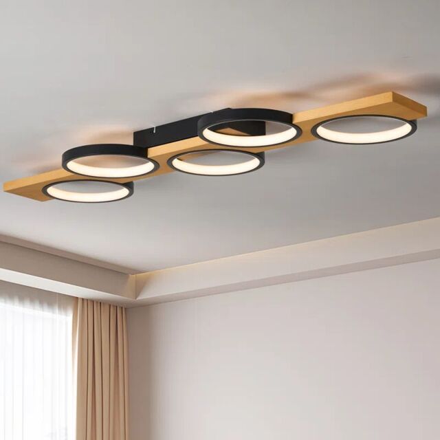 Garwarm Black Five-circle design Light LED Flush Mount, 99.99cm, 3000K-6500K - image 1