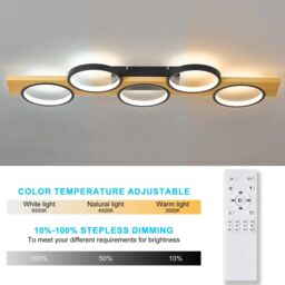Garwarm Black Five-circle design Light LED Flush Mount, 99.99cm, 3000K-6500K - thumbnail 5
