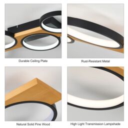 Garwarm Black Five-circle design Light LED Flush Mount, 99.99cm, 3000K-6500K - thumbnail 7