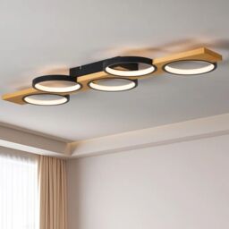 Garwarm Black Five-circle design Light LED Flush Mount, 99.99cm, 3000K-6500K - thumbnail 1