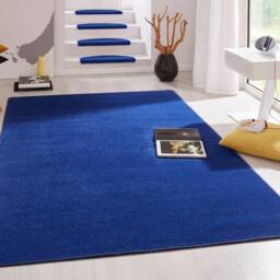 THE RUGS Uni Colours Modern Plain Rug Short Pile Polypropylene Area Rug in Blue - Size: 133 cm diameter - thumbnail 4