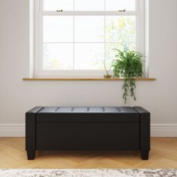 GFW Verona Crushed Velvet Storage Ottoman Bench in Black - thumbnail 3