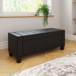 GFW Verona Crushed Velvet Storage Ottoman Bench in Black - thumbnail 2