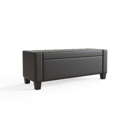 GFW Verona Crushed Velvet Storage Ottoman Bench in Black - thumbnail 4