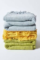 Homescapes Nirvana Slub Cotton Throw in Lime - Size: 255 cm x 360 cm - thumbnail 6