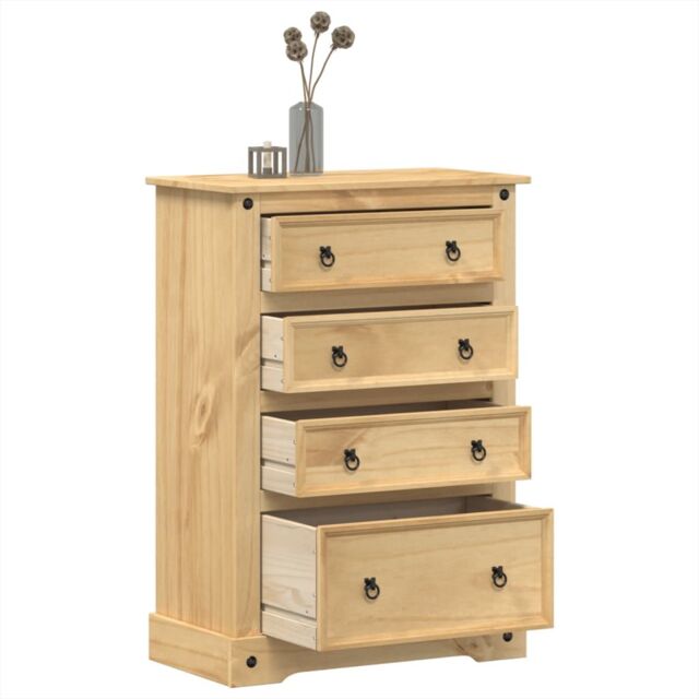 Berkfield Home Chest of Drawers Corona 80x43x114 cm Solid Wood Pine in Brown - Size: 80 x 43 x 114 cm - image 1