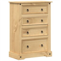 Berkfield Home Chest of Drawers Corona 80x43x114 cm Solid Wood Pine in Brown - Size: 80 x 43 x 114 cm - thumbnail 2