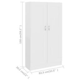 Berkfield Home Book Cabinet White 82.5x30.5x150 cm Engineered Wood - thumbnail 8