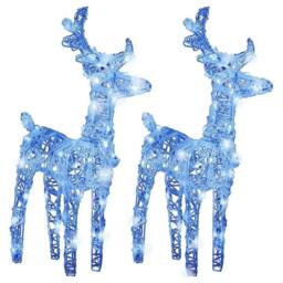 Berkfield Home Christmas Reindeers 2 pcs Blue 80 LEDs Acrylic