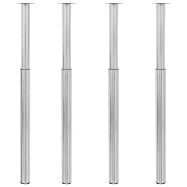 Berkfield Home Telescopic Table Legs 4 pcs Brushed Nickel 710 mm-1100 mm in Silver - image 1