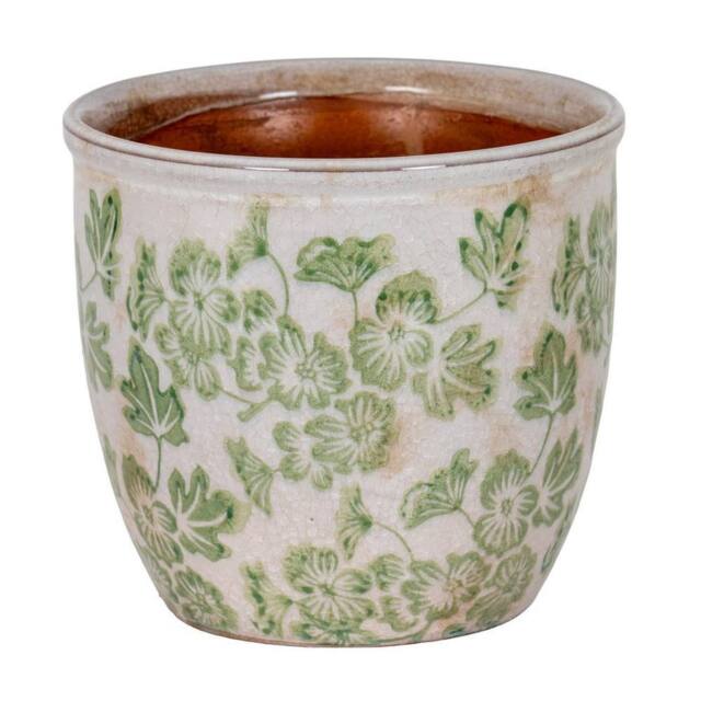 Lemon Pavilion Furniture and Decor Small Green Clover Planter Pot - Ceramic - L16 x W16 x H14 cm - White - image 1